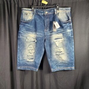 Switch Remarkable Mens Blue Distressed Ripped Denim Shorts Size 42‎ Bold